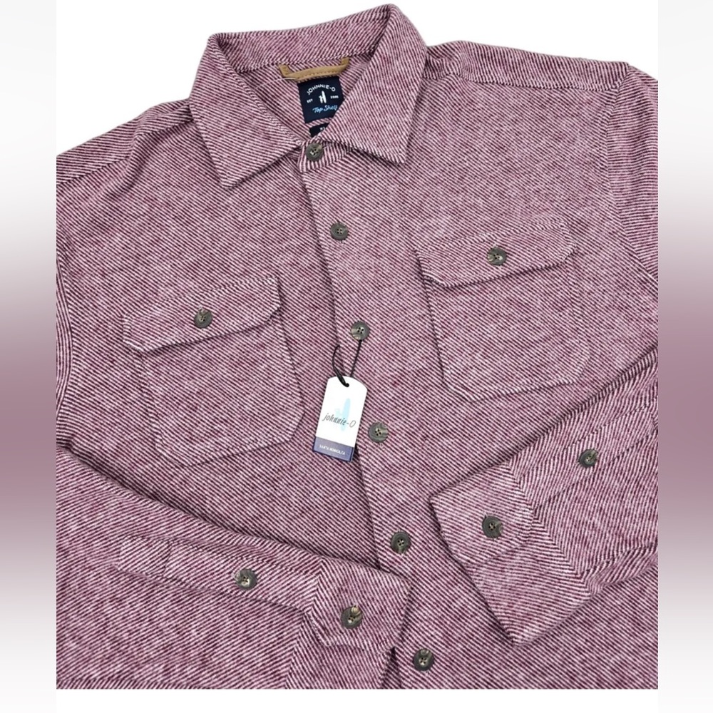 Johnnie-O Top Shelf Carl Knit Flannel Shirt Jacket Maroon XL. NWT MSRP $198.